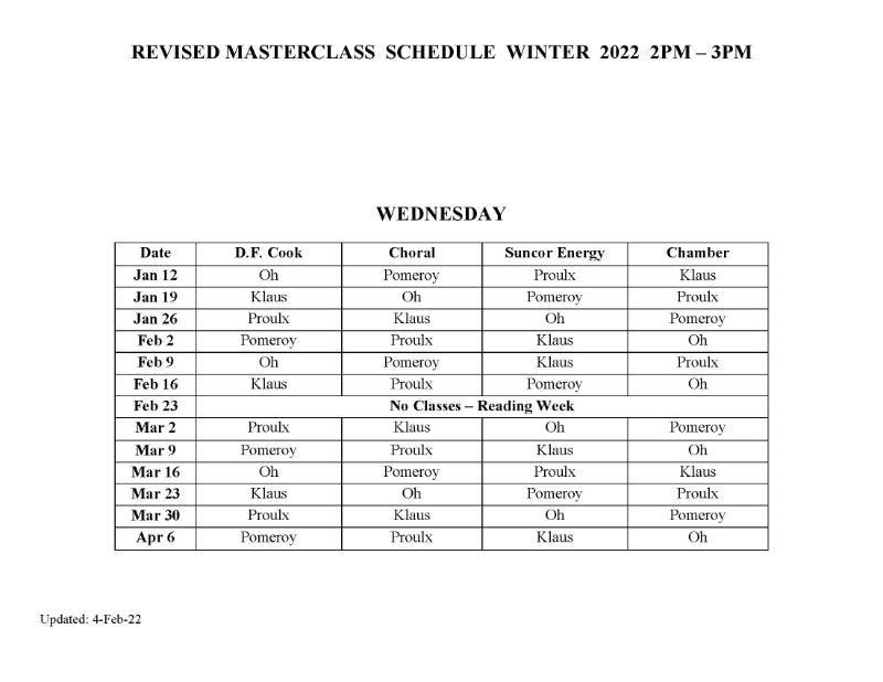 Masterclass - Winter 2022 - Wednesdays